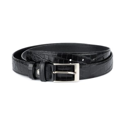 Croco Belt for Men Black 3 0 cm 1