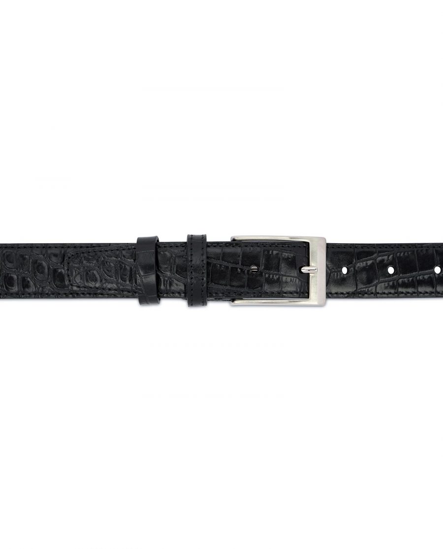 Croco Belt for Men Black 3 0 cm 2