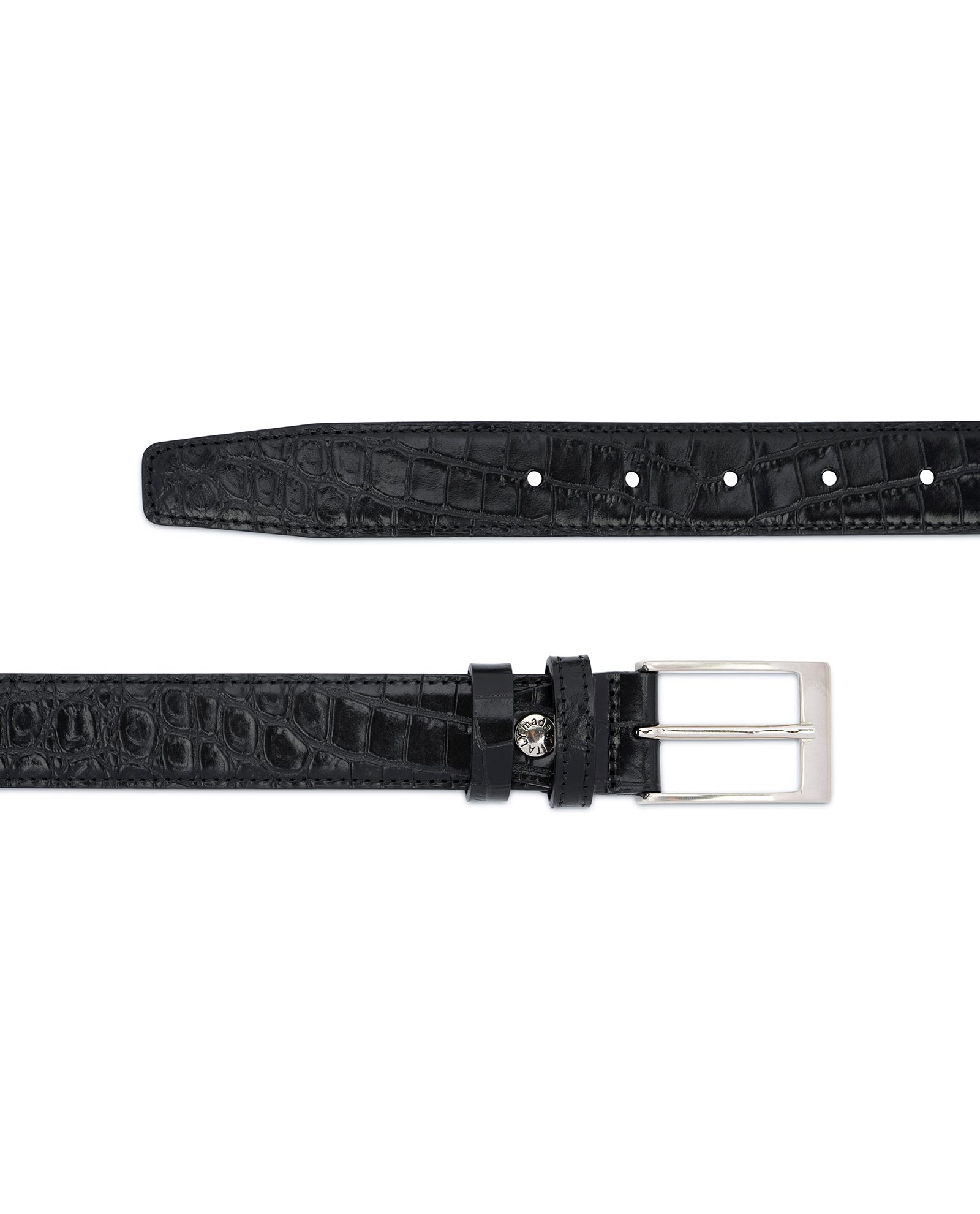 Buy Croco Belt for Men | Black 3.0 cm | LeatherBeltsOnline.com