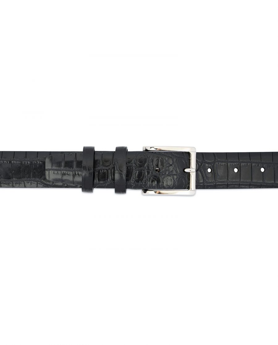 Crocodile Belt for Men Black 3 5 cm 3