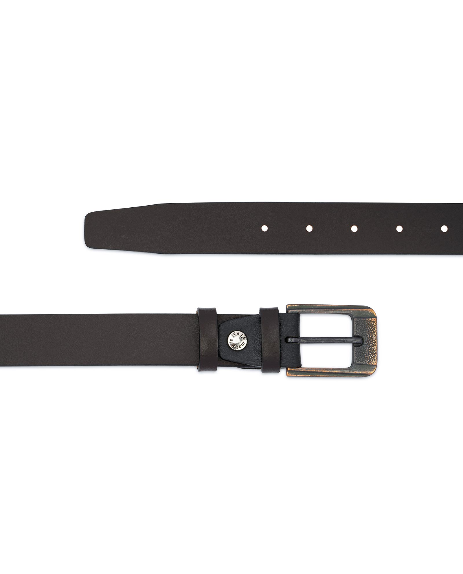 Buy Dark Brown Belt with Copper Buckle | Genuine Leather | Capo Pelle