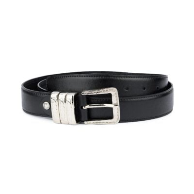 Leather Belt with Metal Loops Black Leather 1