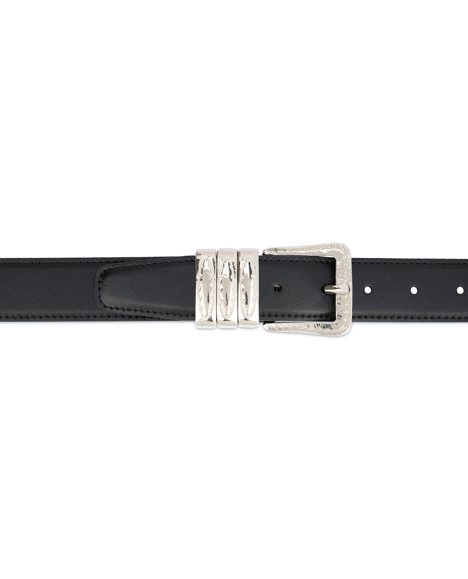 Buy Leather Belt with Metal Loops | Black Leather | LeatherBeltsOnline