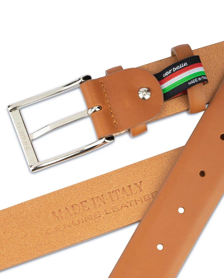 Light Tan Mens Belt Soft Italian Leather 4