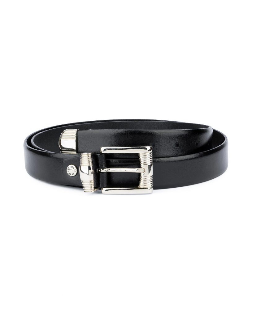 Buy Men's Belt With Metal Tip | Black Real Leather | LeatherBeltsOnline