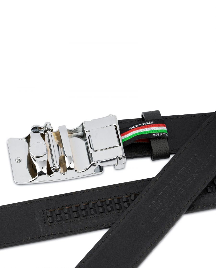 Mens Ratchet Belt Black Italian Leather 6