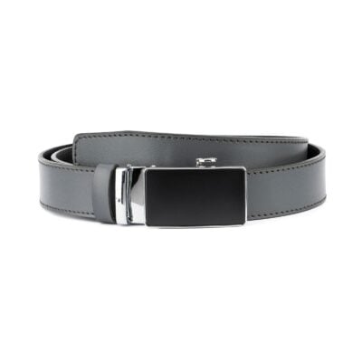 Ratchet Buckle Belt for Men in Gray Leather 1