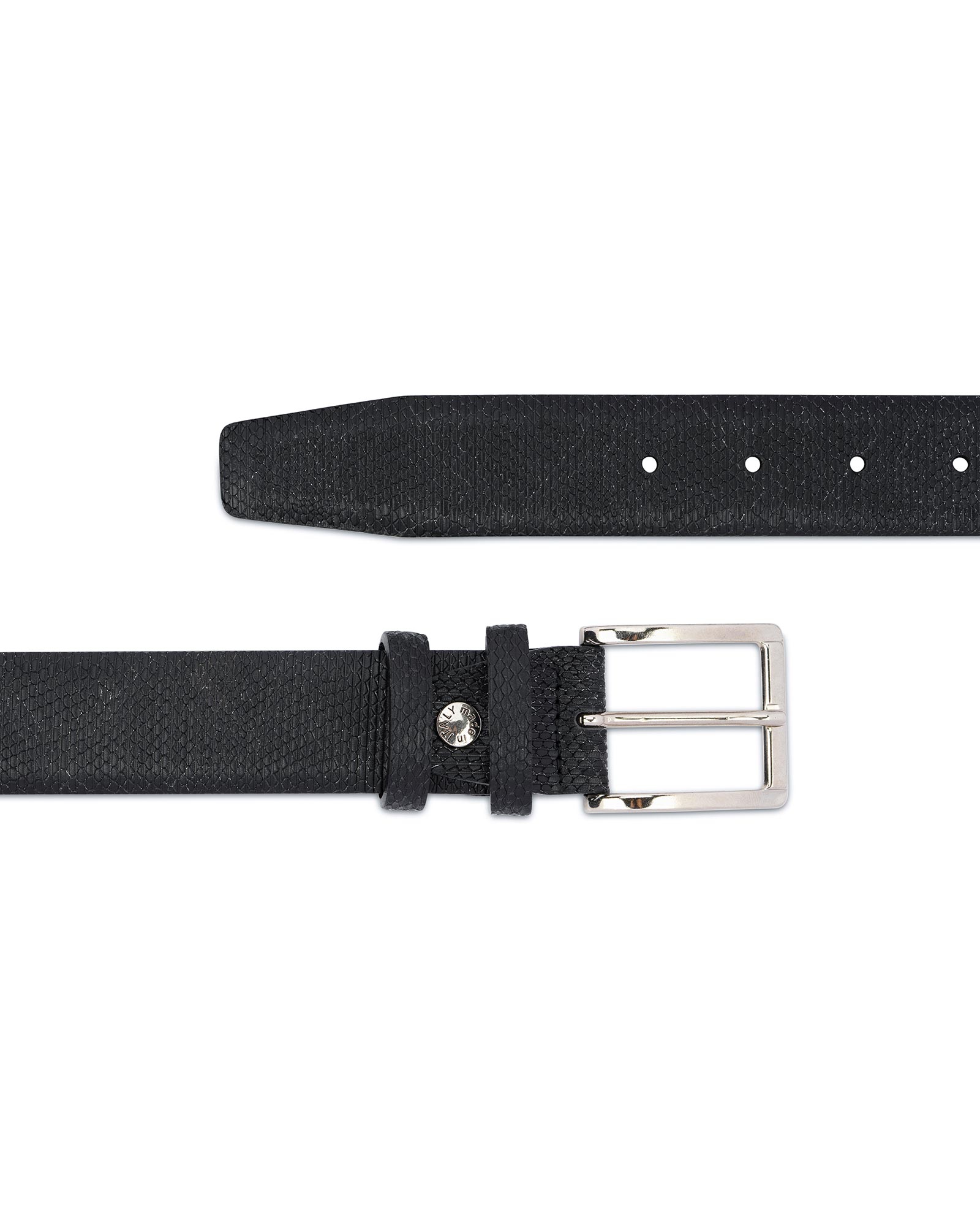 Buy Snake Print Belt for Men | Black 3.5 cm | LeatherBeltsOnline.com