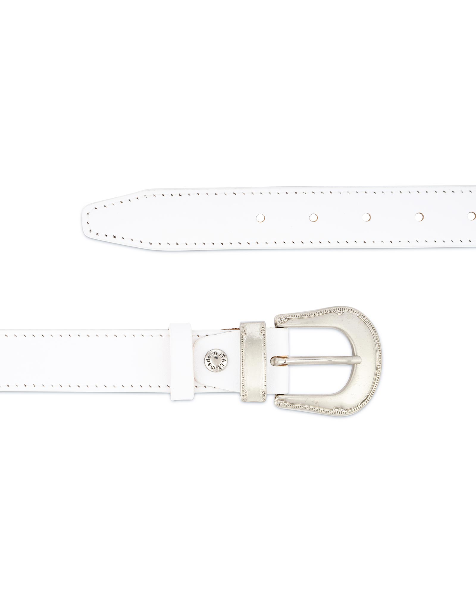 White Western Belt for Women 48 / 120 cm - White | Capo Pelle
