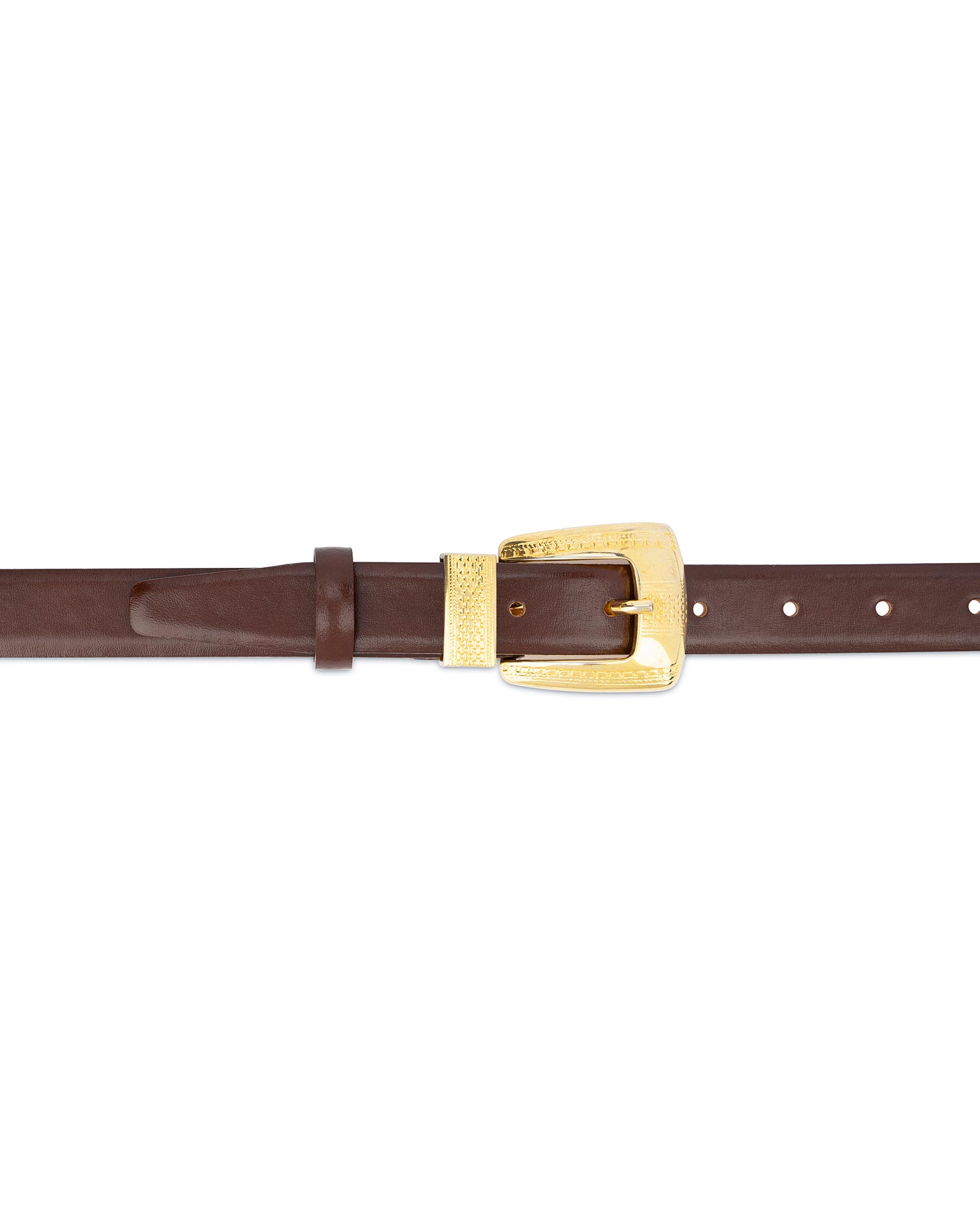 Buy Women's Cognac Belt With Gold Buckle | LeatherBeltsOnline.com