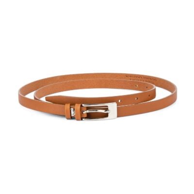 Womens Tan Belt Skinny Thin