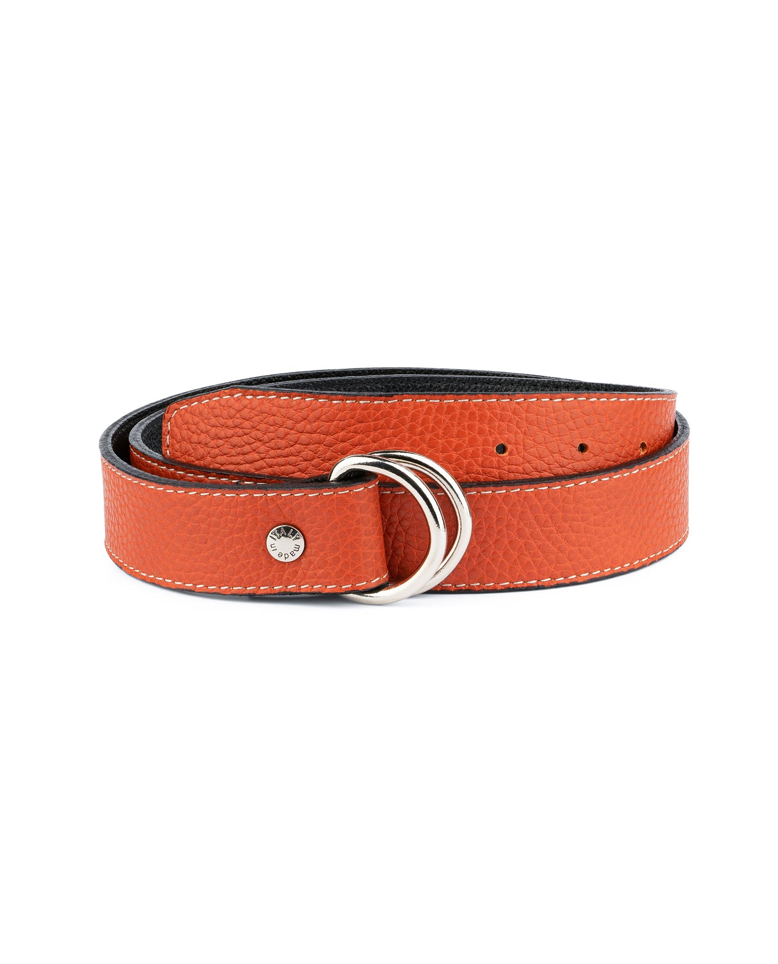 Buy Dark Orange D Ring Belt - For Men - LeatherBeltsOnline.com