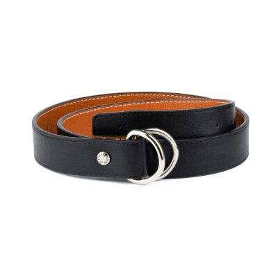 Double Loop Belt Black Beige 1