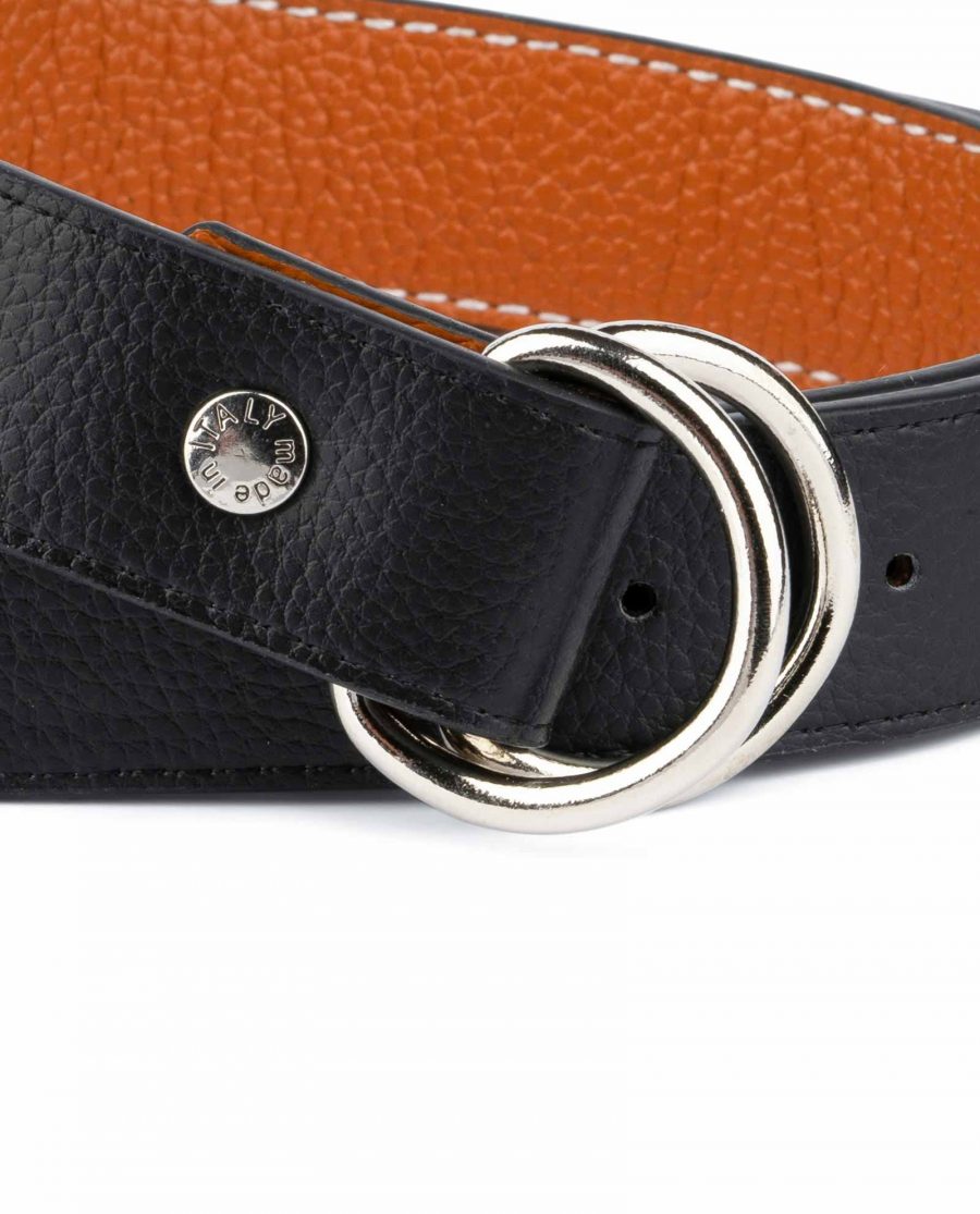 Buy Double Loop Belt - Black Beige - LeatherBeltsOnline.com