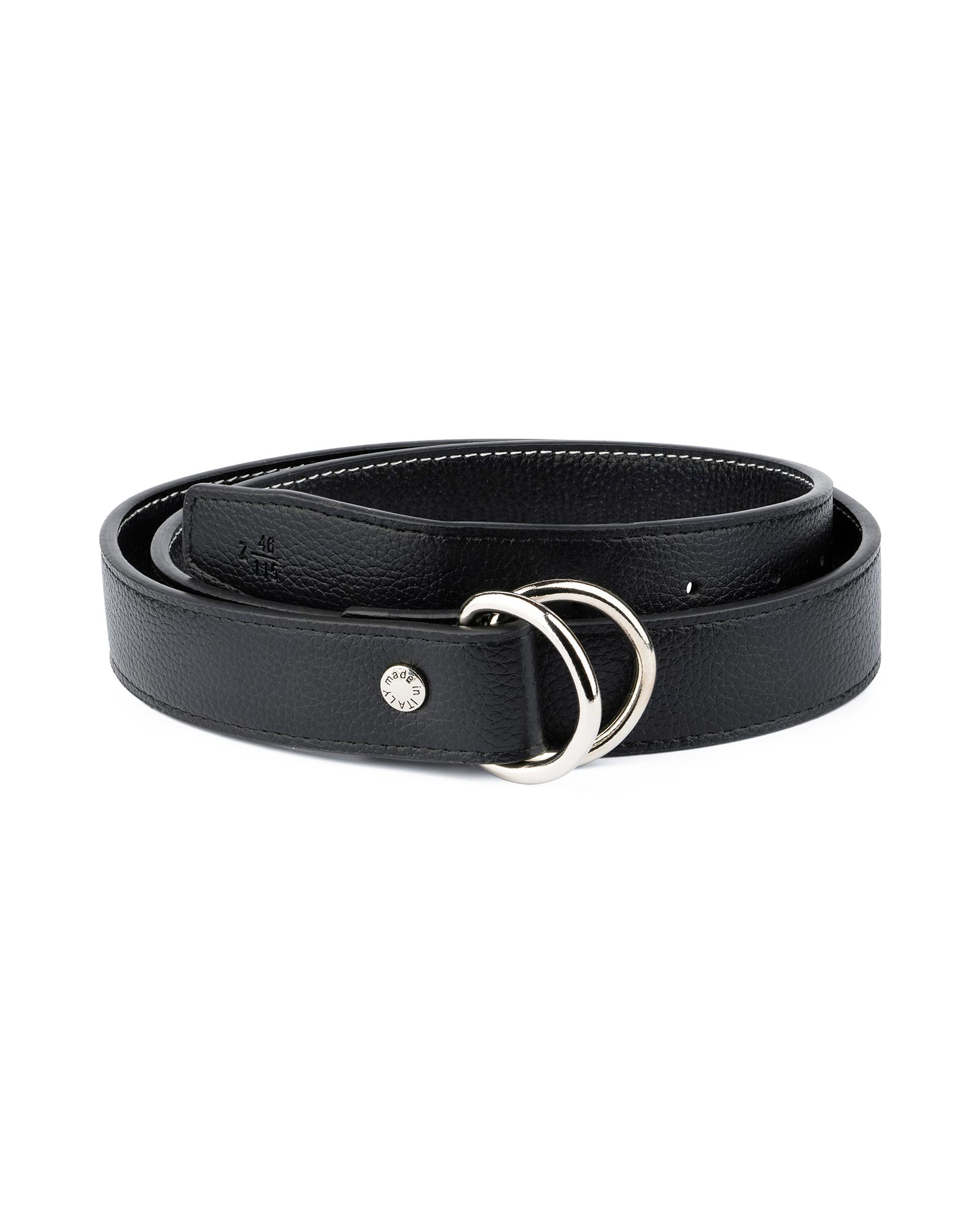 Buy Mens D Ring Belt - Black Leather 