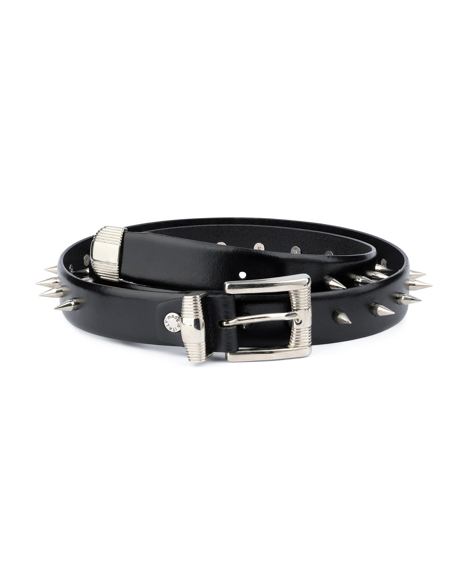 Buy Mens Spiked Belt in Black Leather - LeatherBeltsOnline.com