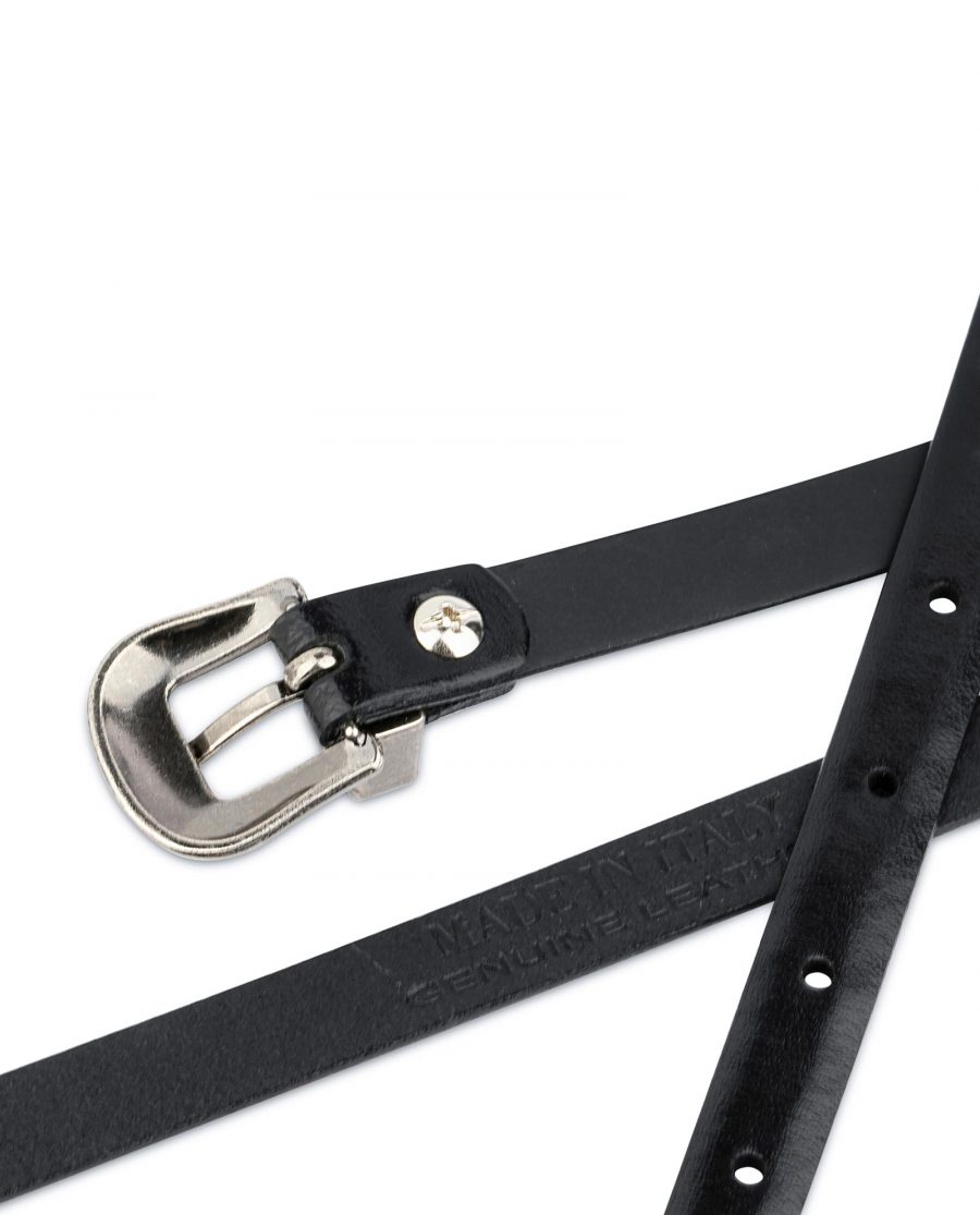 Western Belt for Women Thin Black Leather 1 5 cm 4