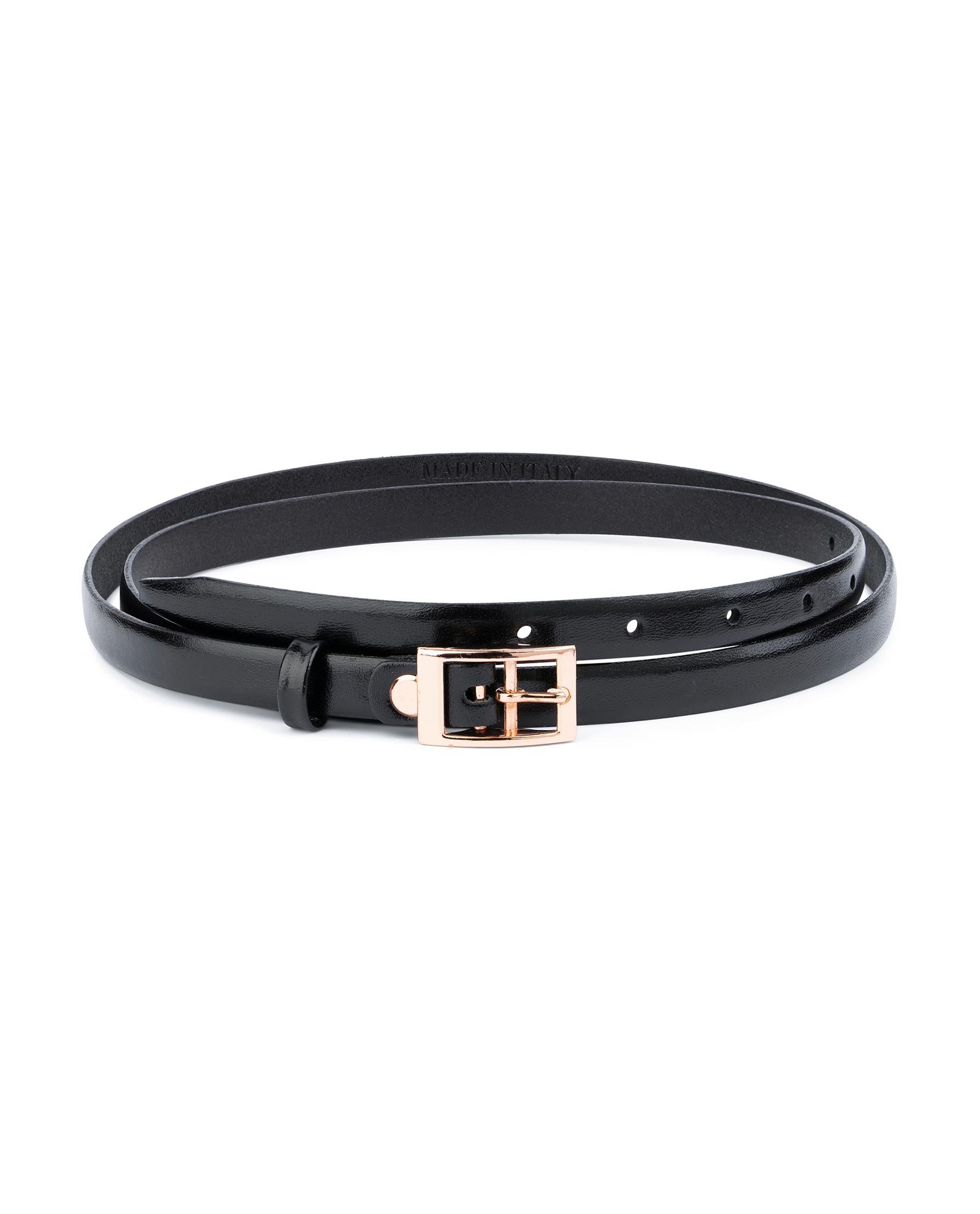 Buy Belt With Rose Gold Buckle 15 mm | LeatherBeltsOnline.com