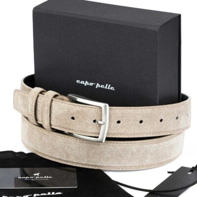Birthday Gift For Male Friend Taupe Suede Belt
