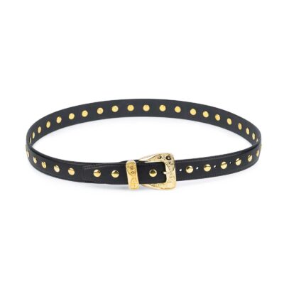Black Gold Studded Belt Full Grain Leather 6