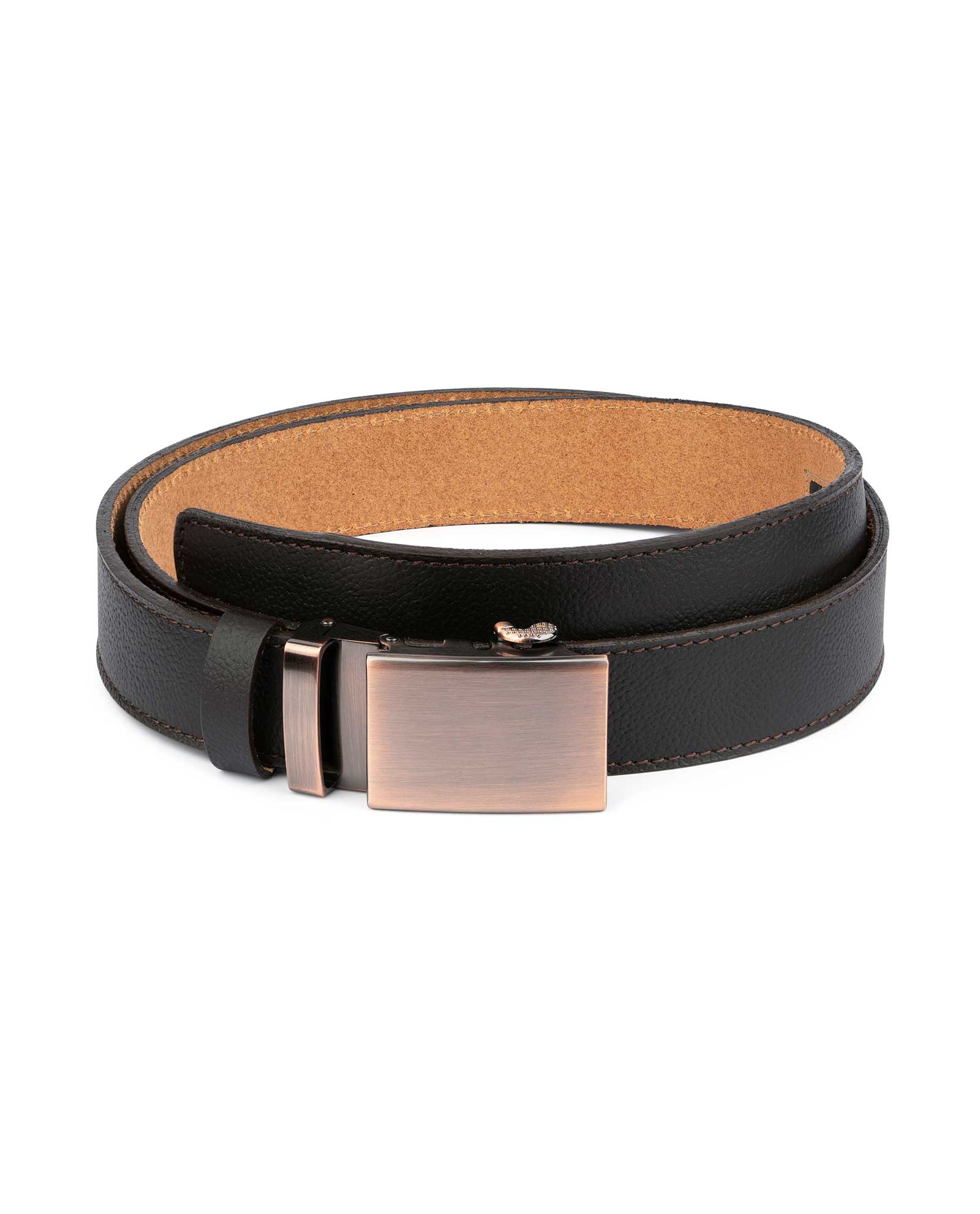 Buy Brown Men's Click Belt | Copper Buckle | LeatherBeltsOnline.com