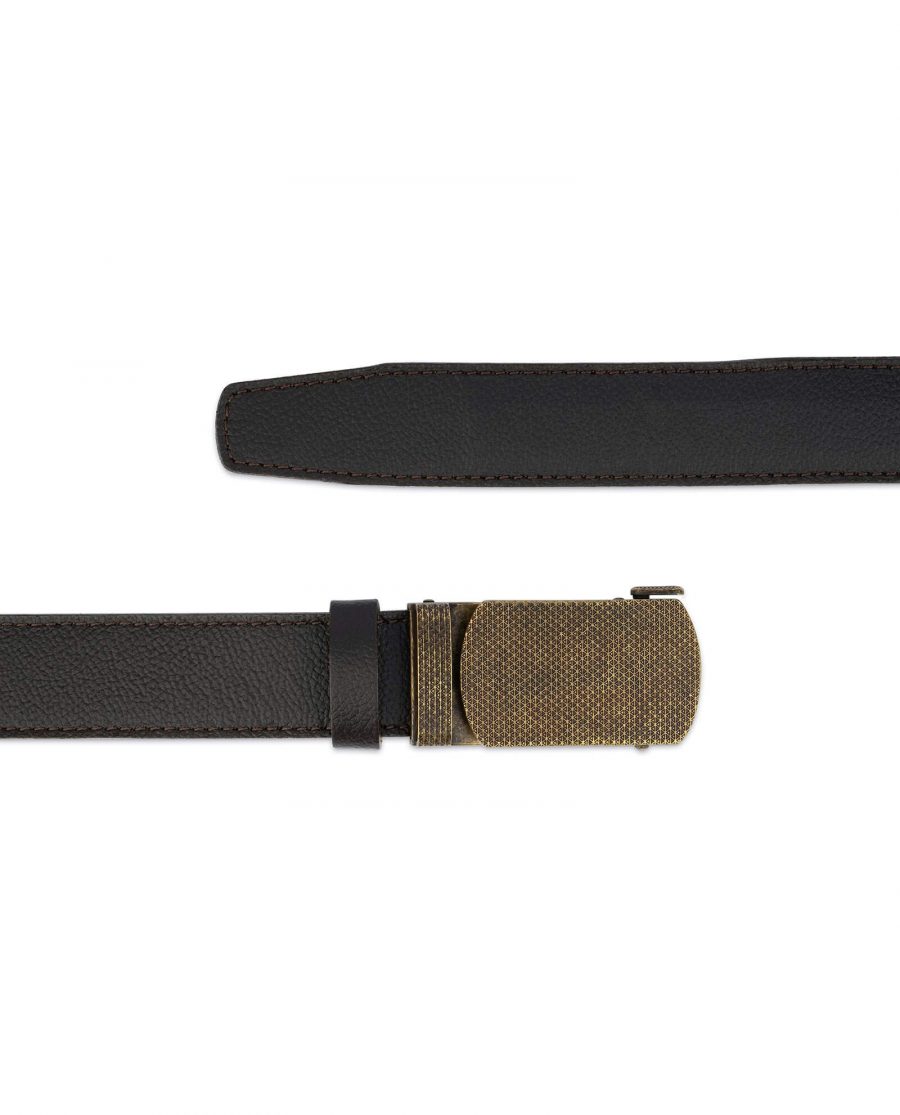 Brown Ratchet Strap Belt With Bronze Buckle 2