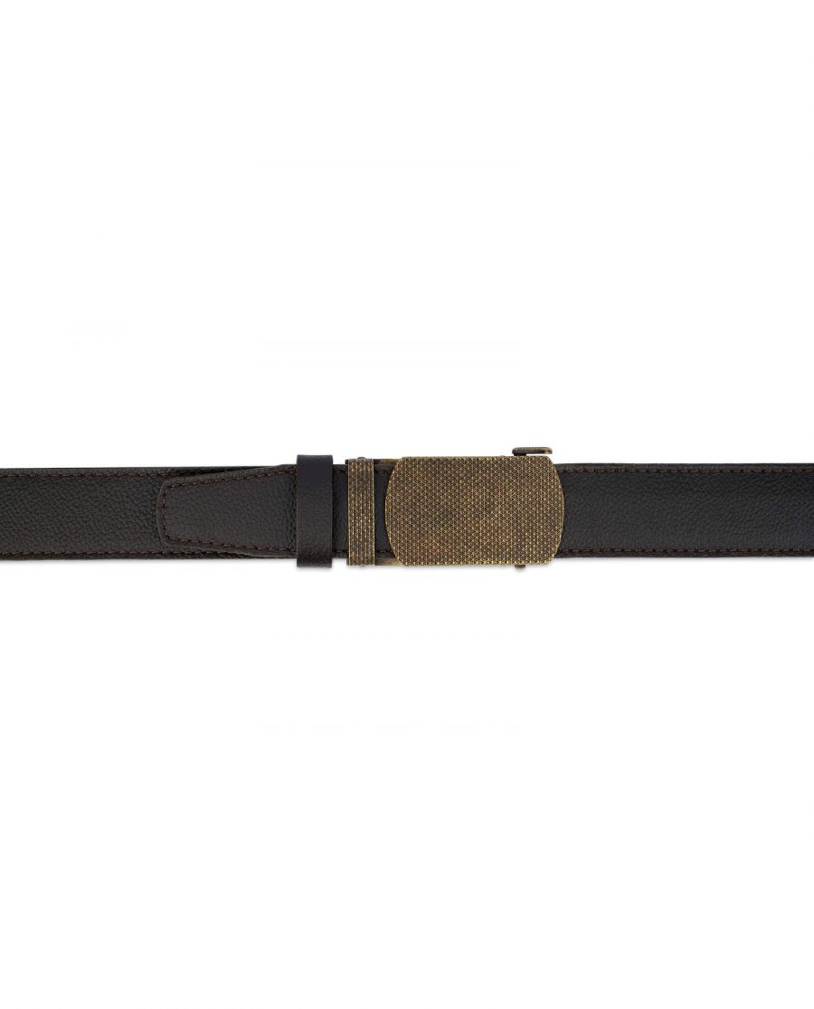 Brown Ratchet Strap Belt With Bronze Buckle 3