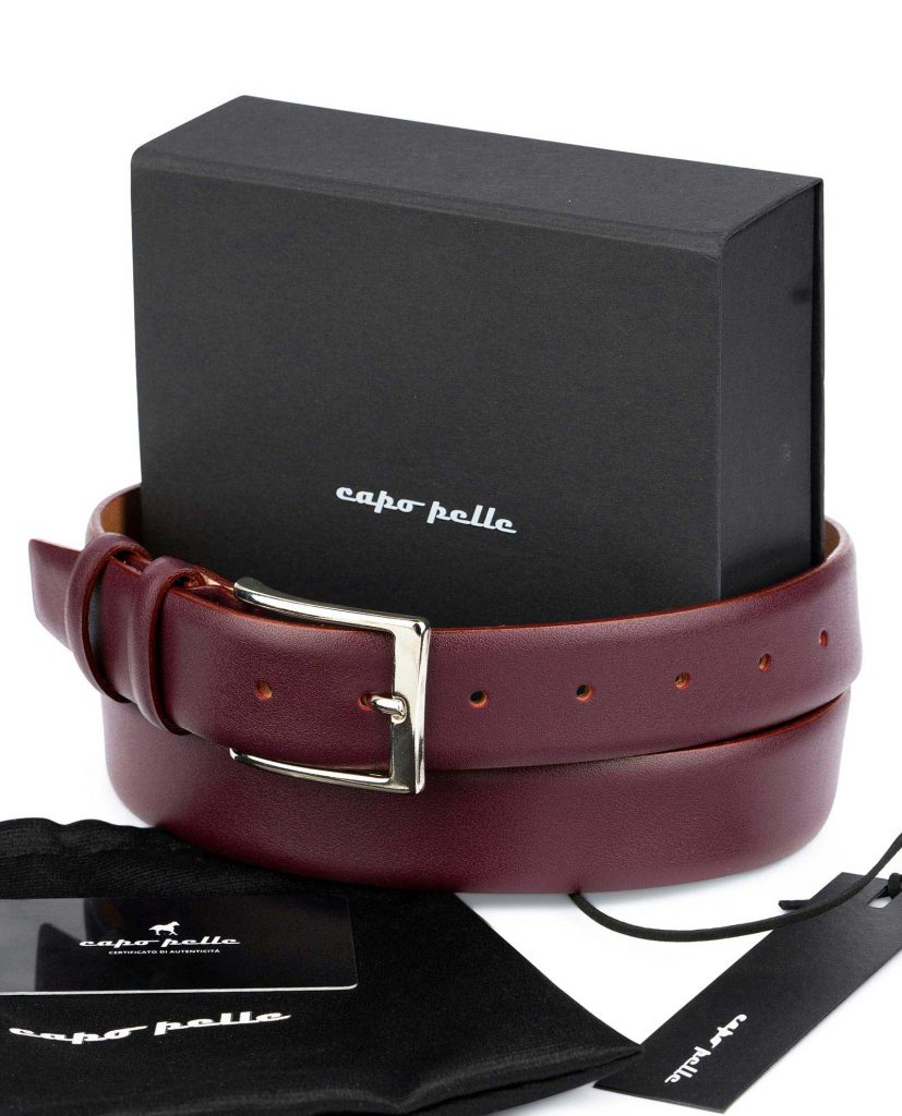 Cool Gifts for Men | Burgundy Leather Belt 44 / 110 cm - Burgundy | Capo Pelle