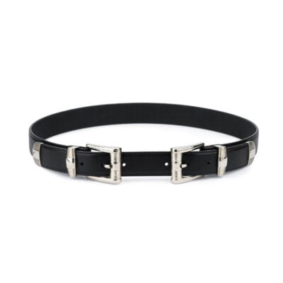 Double buckle belt Western belts for women Belt with two buckles Full grain Leather belt 1