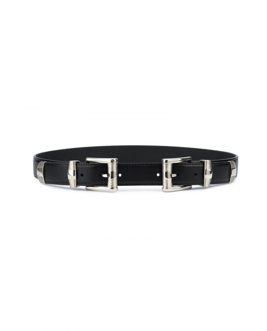Double buckle belt Western belts for women Belt with two buckles Full grain Leather belt 2