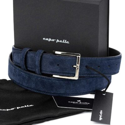 Fathers Day Gift Blue Suede Belt