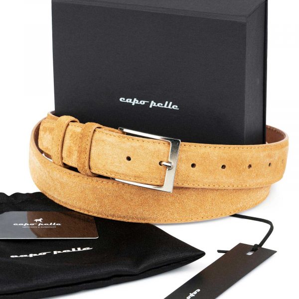 Good Fathers Day Gift Camel Suede Belt