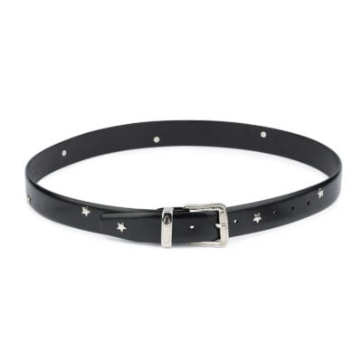 Studded Star Belt Black Leather 5