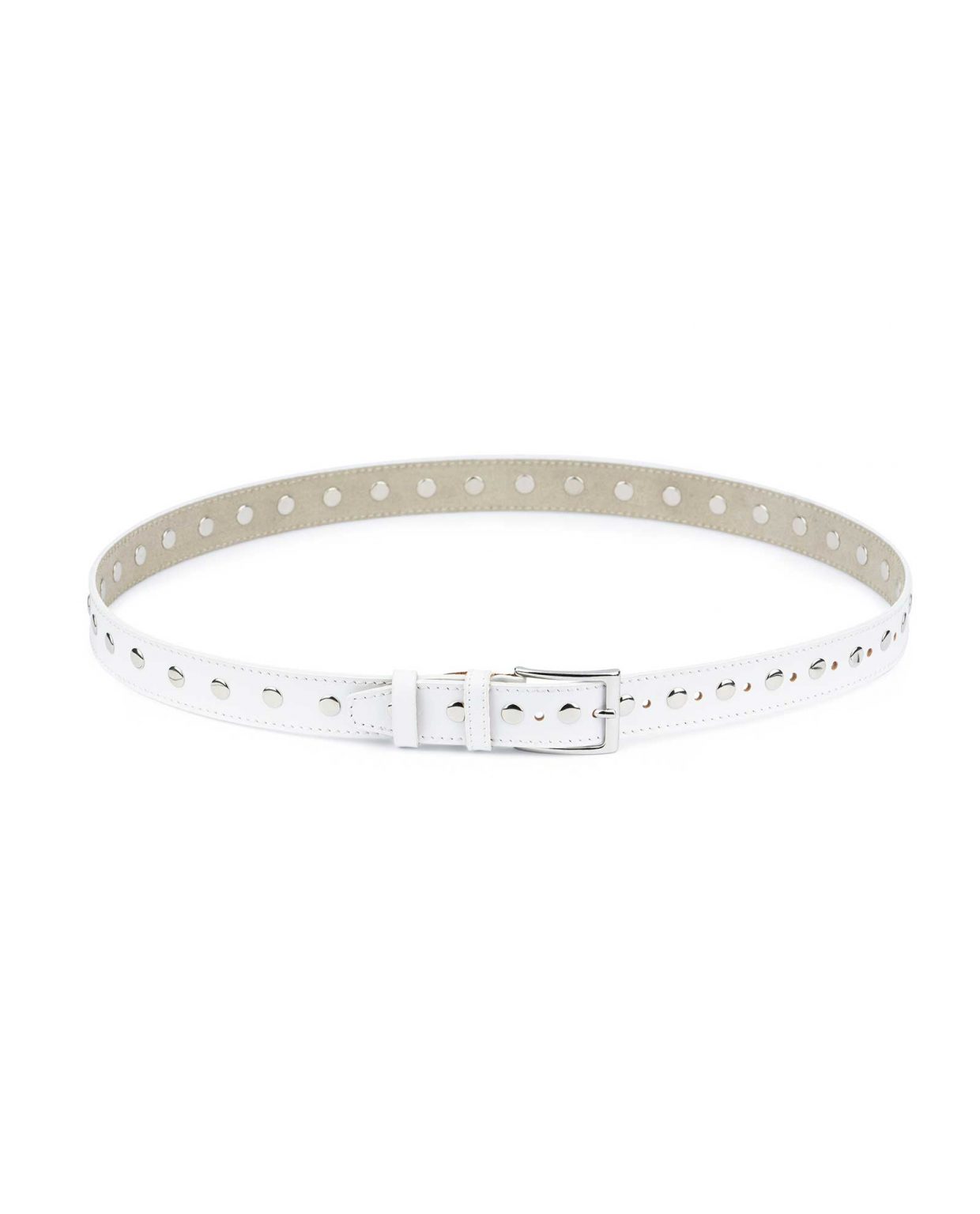 Buy White Studded Belt | Genuine Leather | Capo Pelle