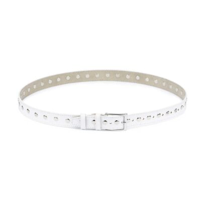 White Studded Belt Genuine Leather 1