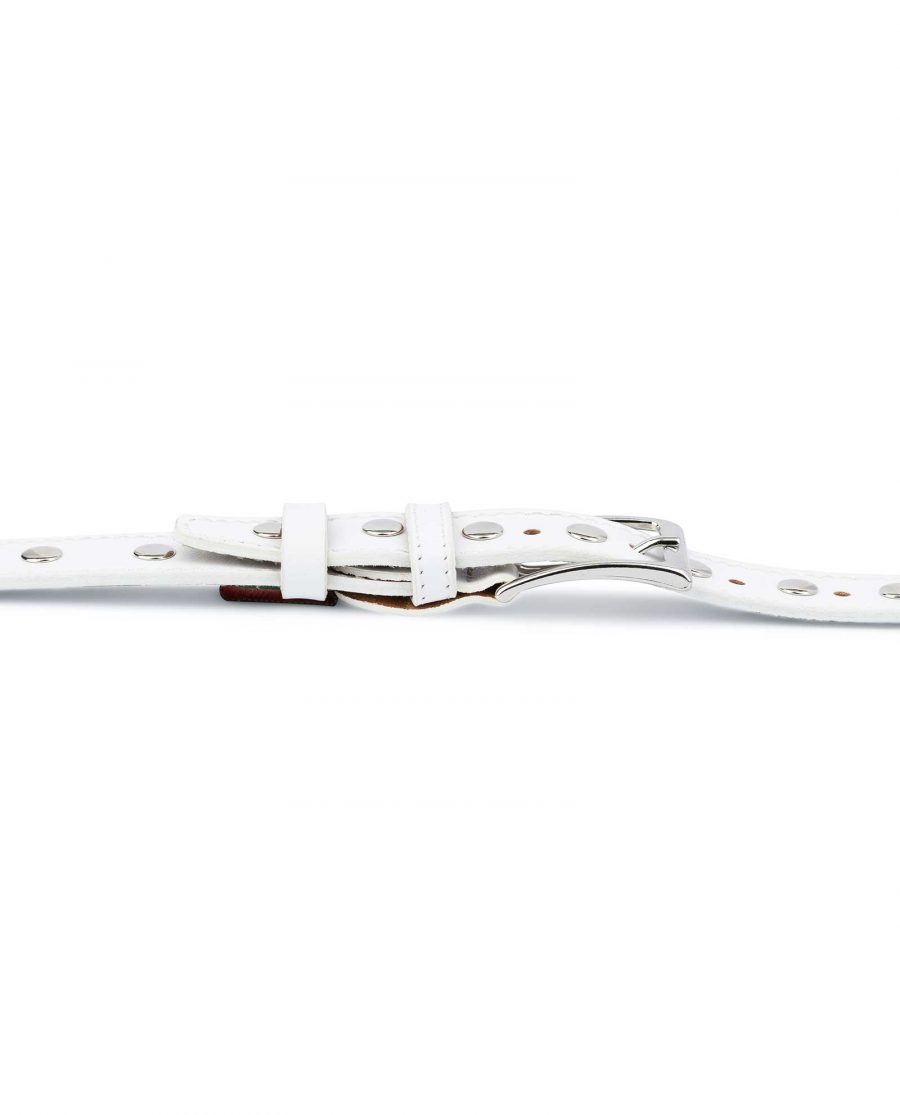 White Studded Belt Genuine Leather 5