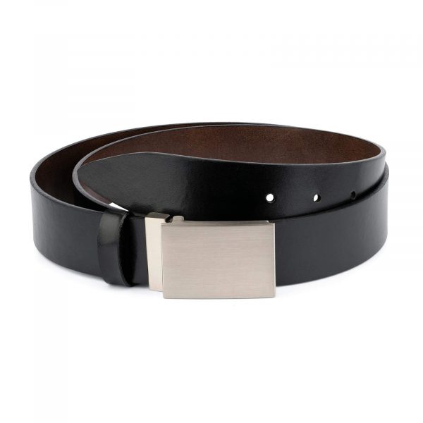 Black Leather Belt With Blank Engravable Buckle 1