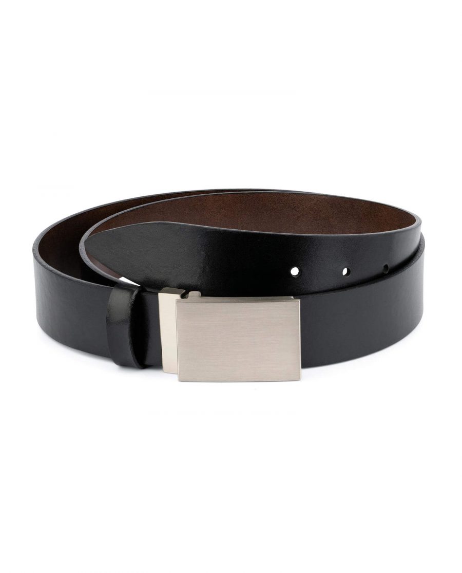 Black Leather Belt With Blank Engravable Buckle 1