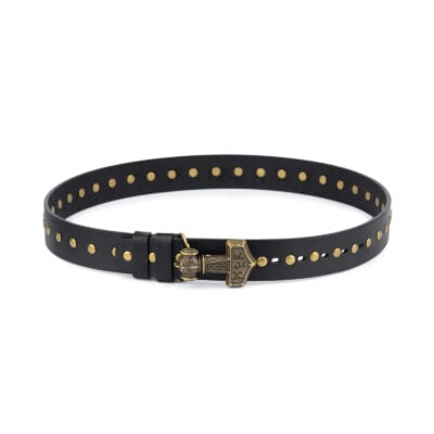 Black Studded Viking Leather Belt 1