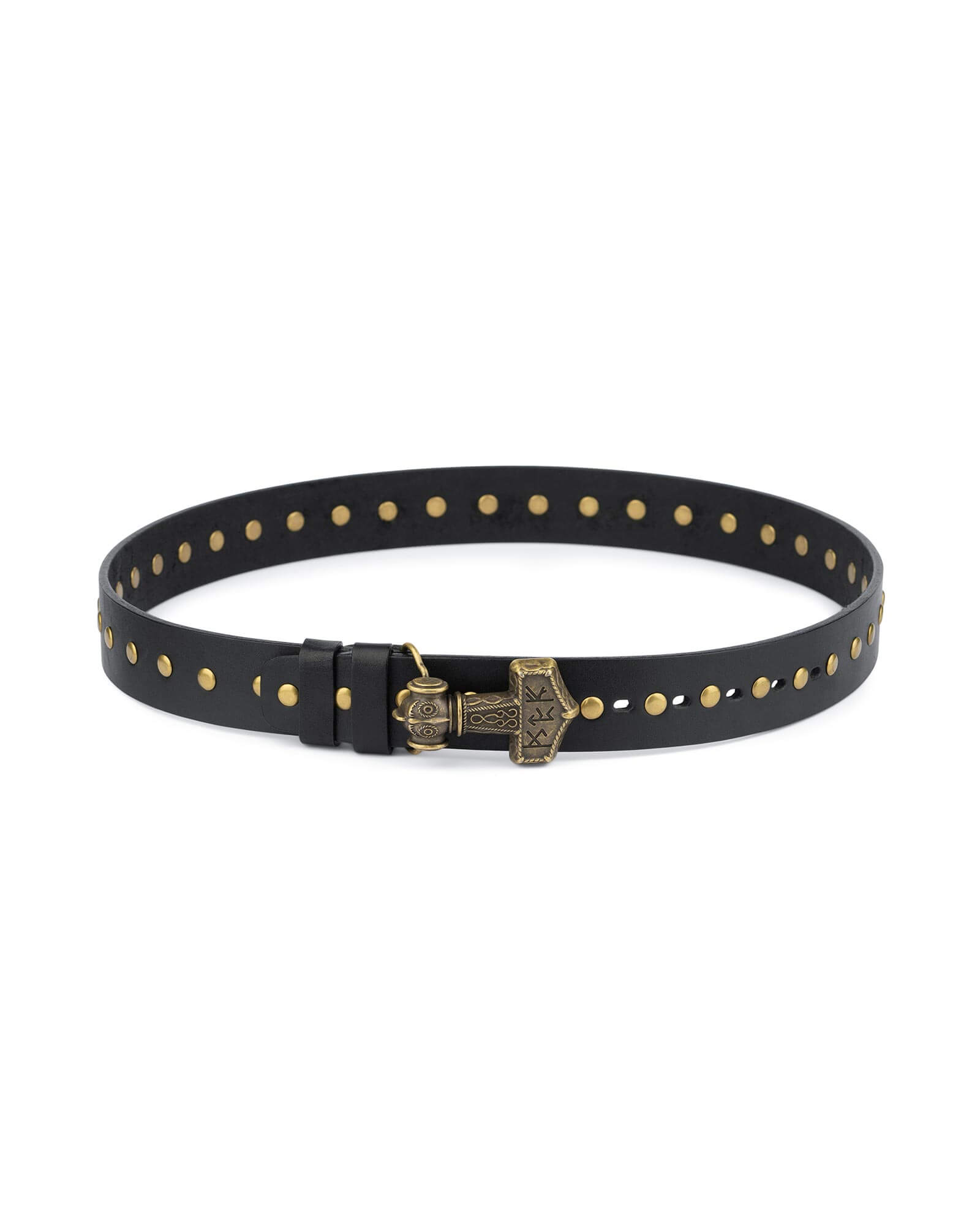 Buy Black Studded Viking Leather Belt | LeatherBeltsOnline.com