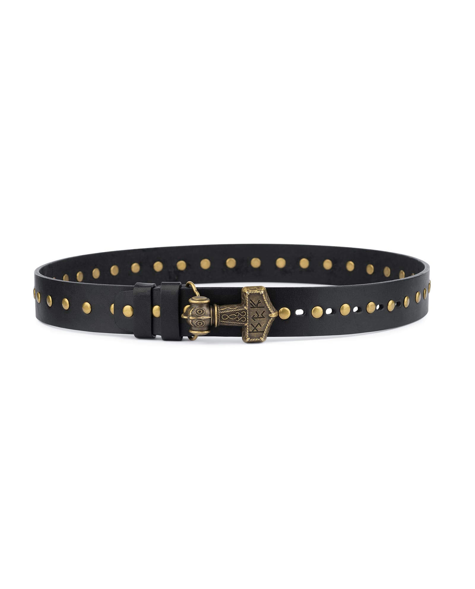 Buy Black Studded Viking Leather Belt | LeatherBeltsOnline.com