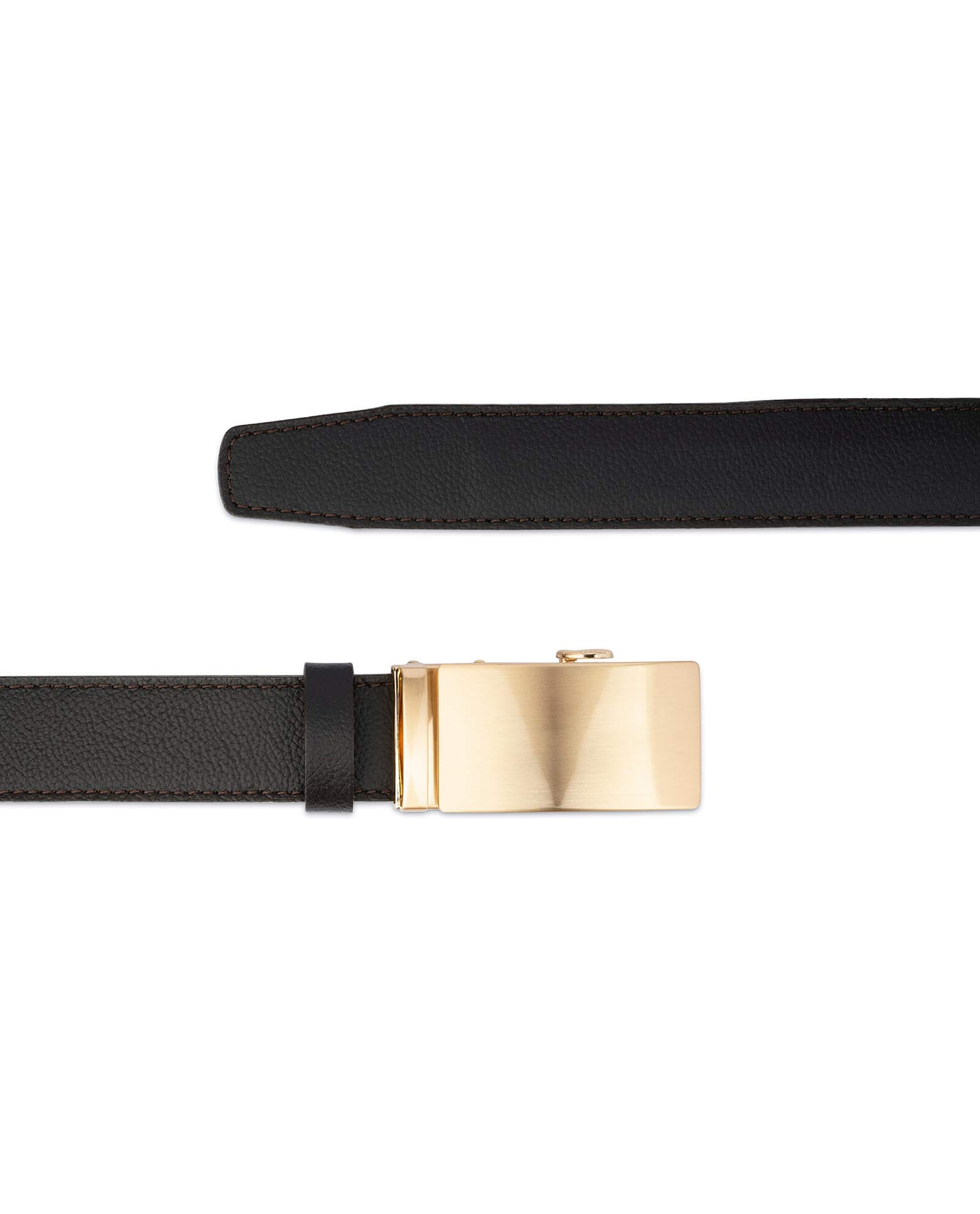 Buy Brown Comfort Click Belt | Gold Buckle | LeatherBeltsOnline.com