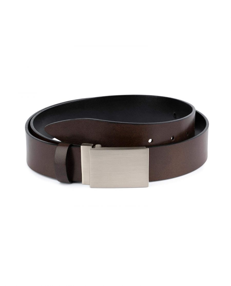 Brown Leather Belt With Blank Engravable Buckle 1
