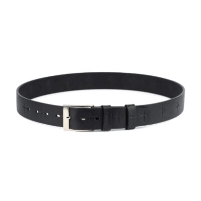 Christian Cross Embossed Full Grain Leather Belt 1