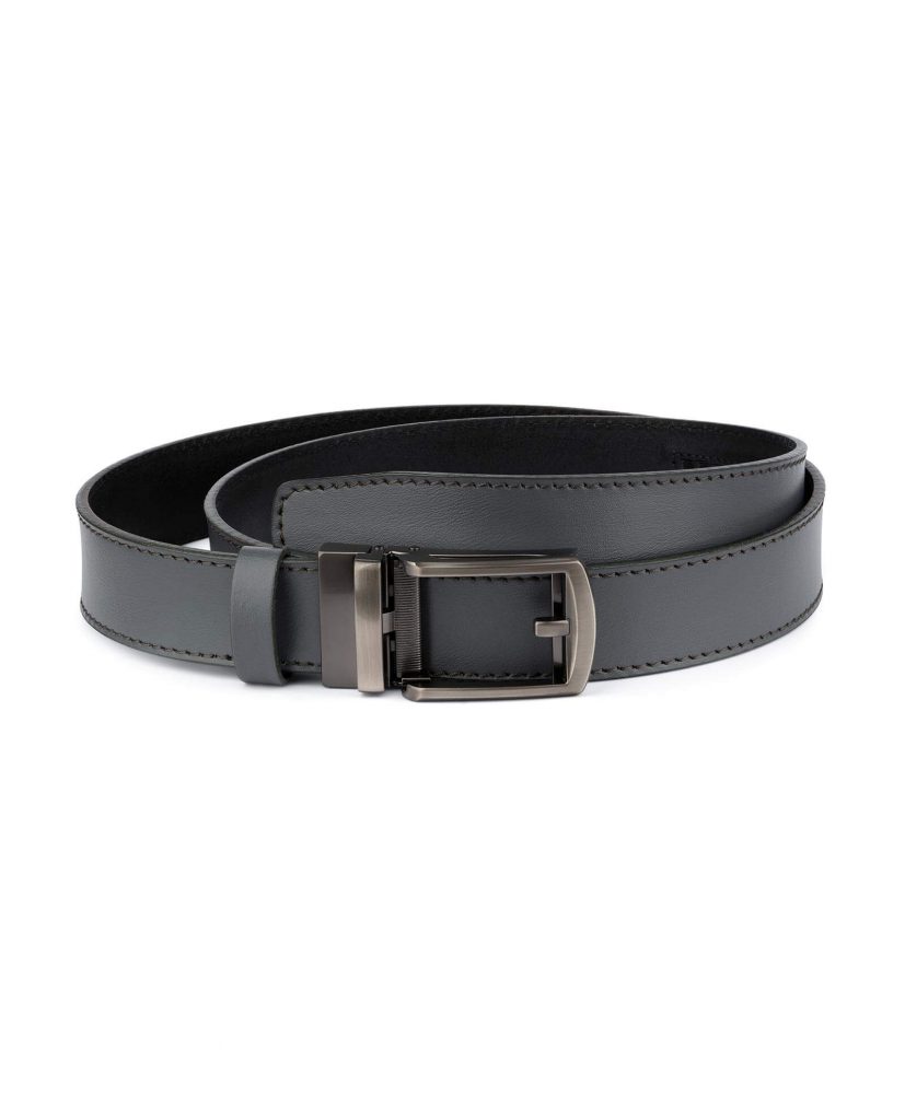 Buy Holeless Mens Grey Leather Belt| LeatherBeltsOnline.com