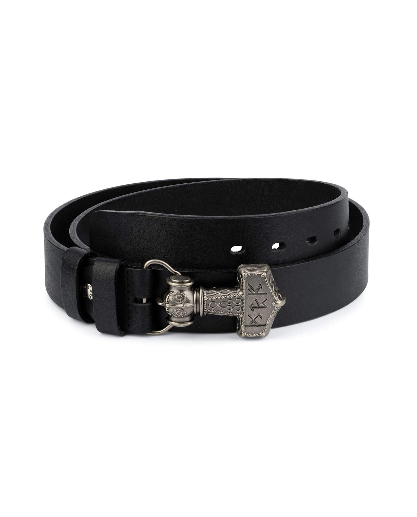 Buy Viking Leather Belt | Mjolnir Sword Buckle | LeatherBeltsOnline.com