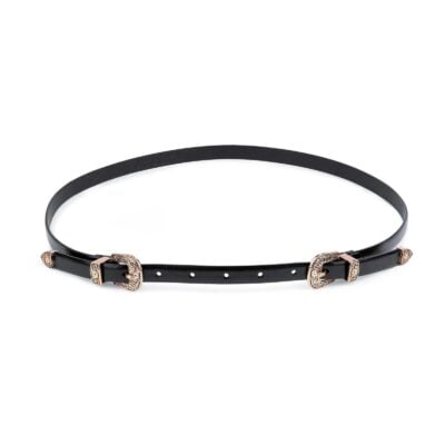 Western Belt Double Buckle Rose Gold 1