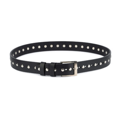 Wide Black Studded Belt Full Grain Leather 1