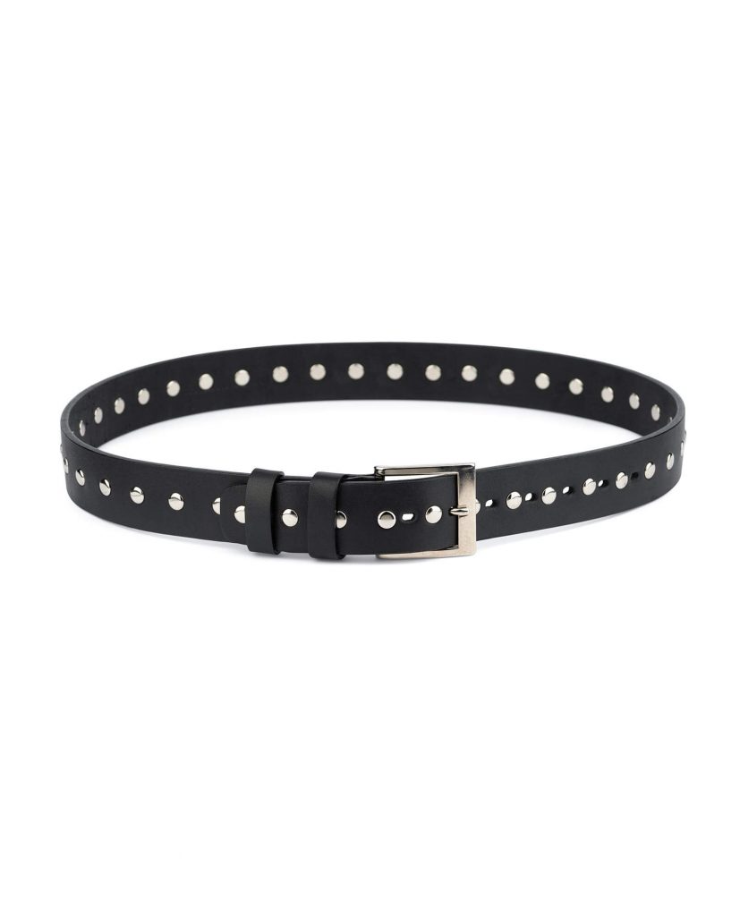 Buy Wide Black Studded Belt | Full Grain Leather | Capo Pelle