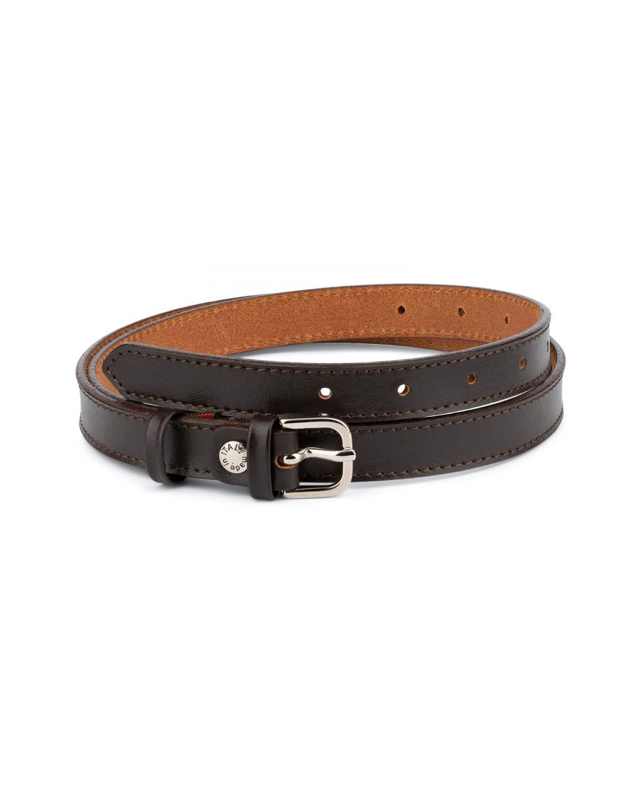 Womens Brown Leather Belt Thin 2 0 Cm 1